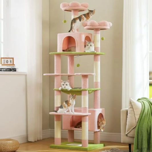 Hign-concerned Flower Cat Tree With Condos Perches Hammock