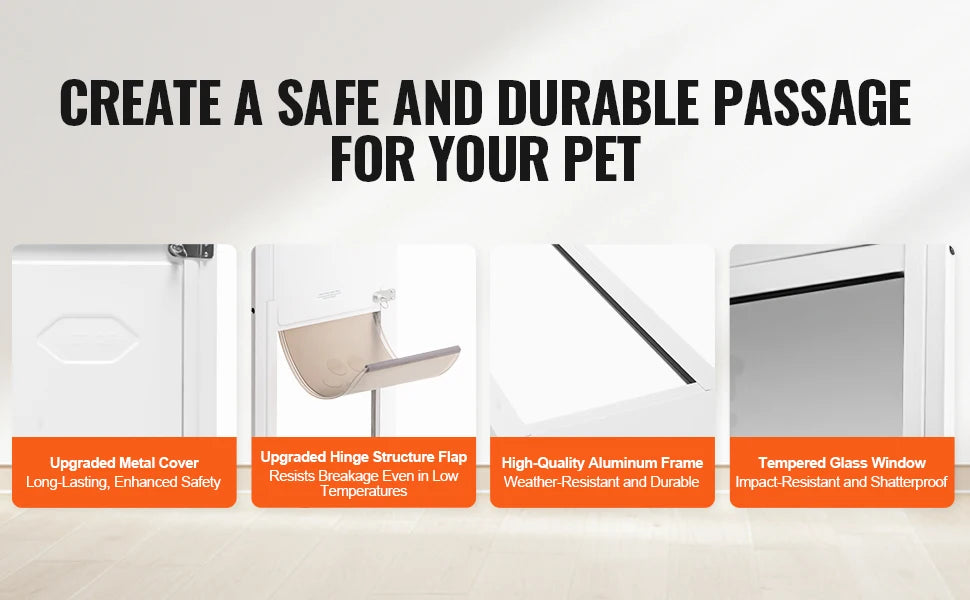 SucceBuy Sliding Glass Dog Door With Adjustable Height Aluminum Frame