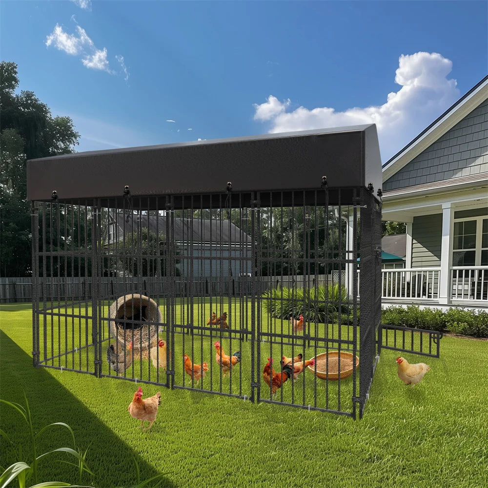 BORWARTH Heavy Duty Dog Kennel Welded Playpen With Roof Cover