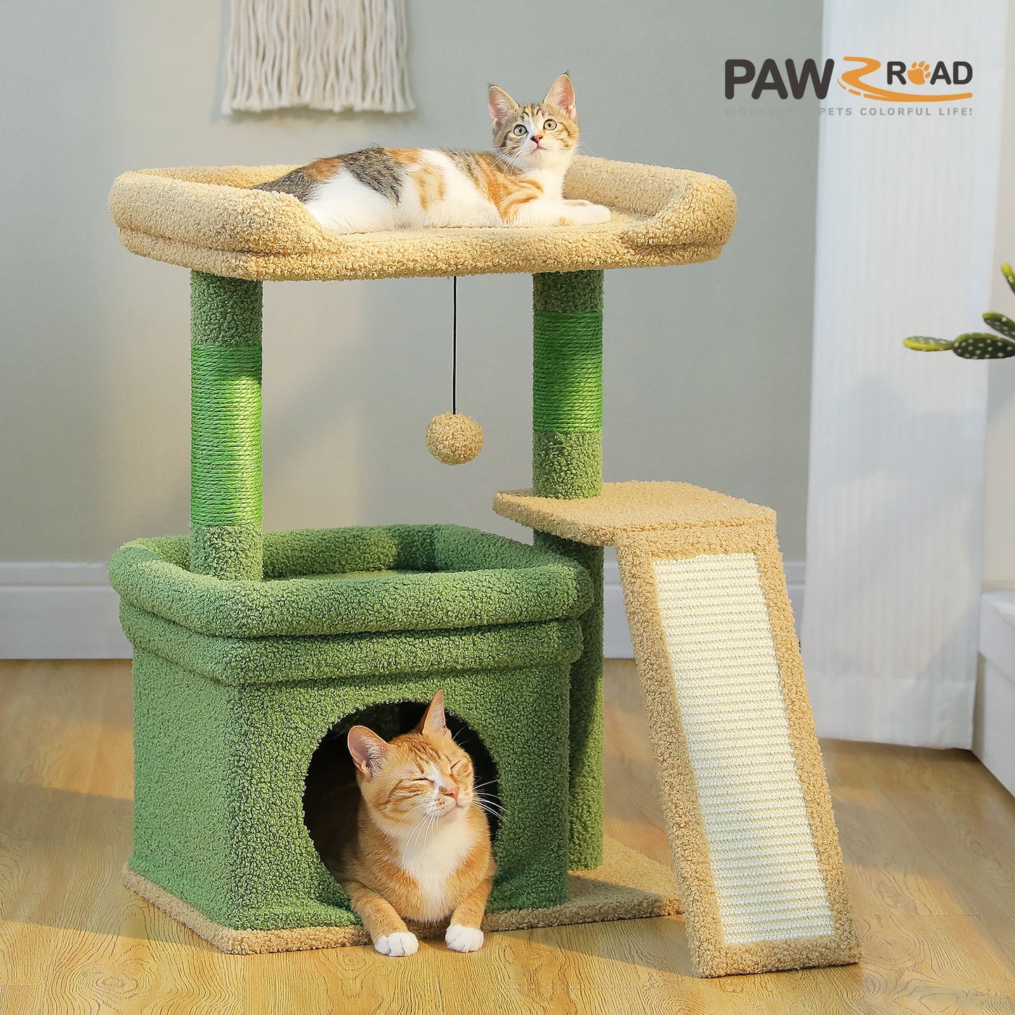 PAWZ Road Small Cat Tree Indoor Tower With Sisal Scratching