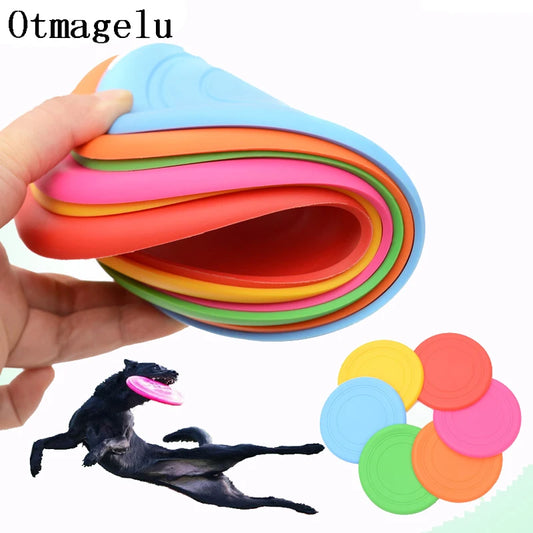 Otmagelu Silicone Flying Saucer Dog Cat Toy Interactive Chew Frisbee