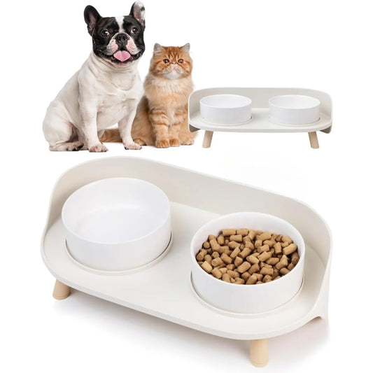 Elevated Dog And Cat Bowls Set Plastic Raised Anti Slip Water Feeder Bowls