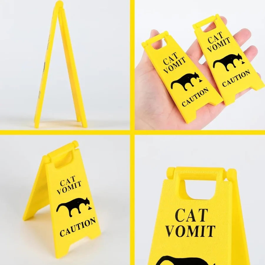 Dog Cat Vomit Caution Signs 3 Pack Acrylic US Origin
