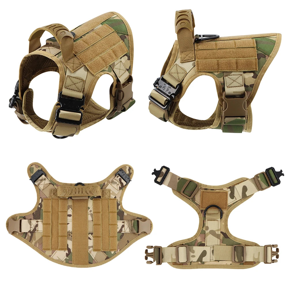 PETRAVEL CN Military Large Dog Harness Vest Set Patches For Malinois Training