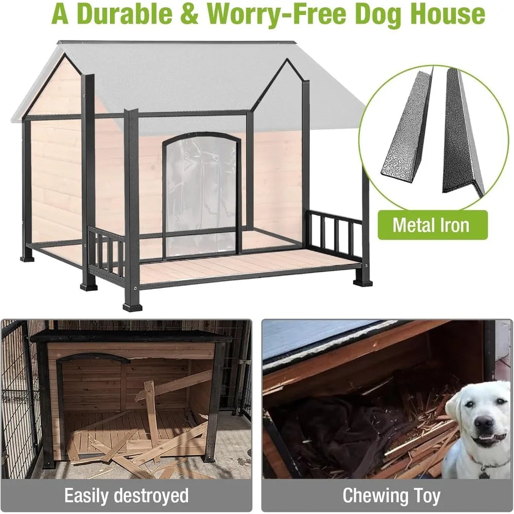 DAFIFY Outdoor Insulated Dog House With Metal Frame Weatherproof