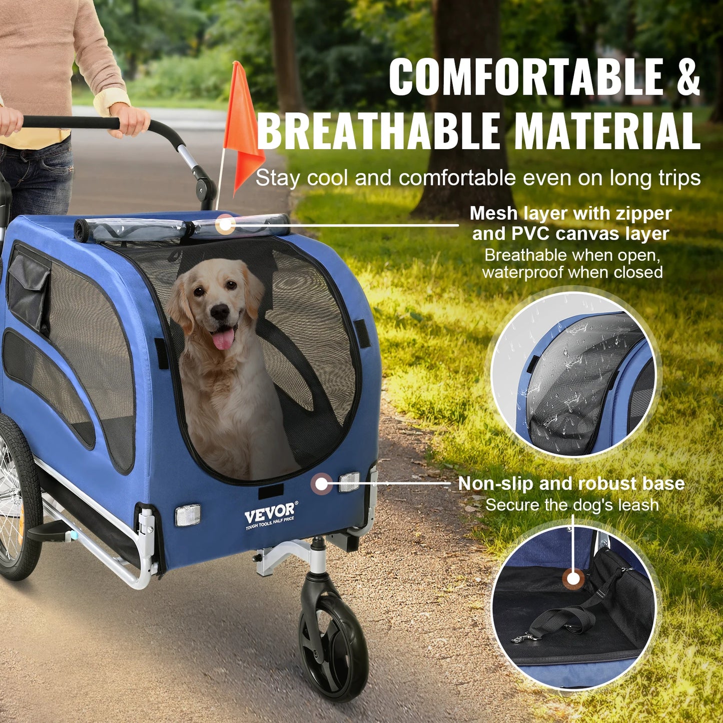 SucceBuy Universal Dog Bike Trailer Two-in-One Pet Stroller