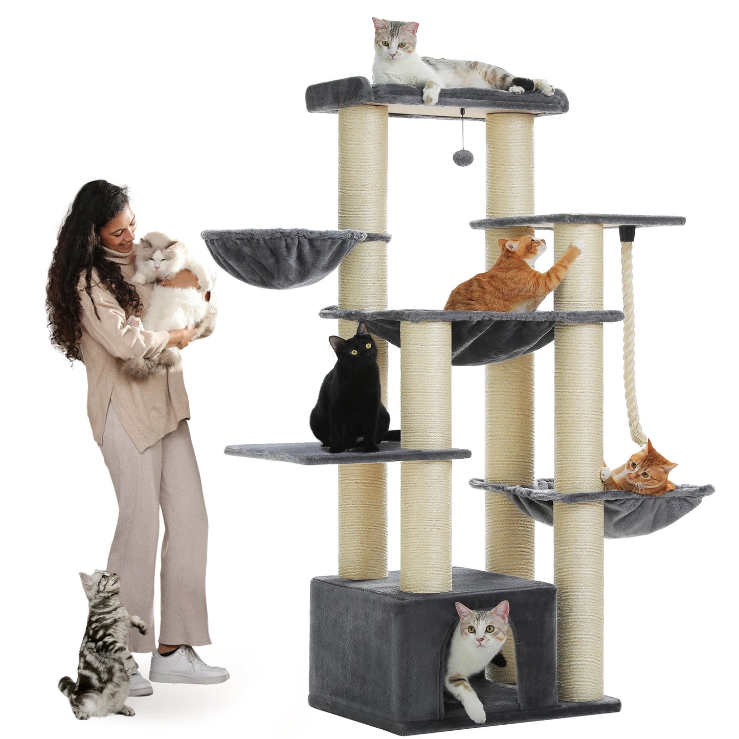 PAWZ Road Cat Tree With Five Levels and 11 Sisal Posts