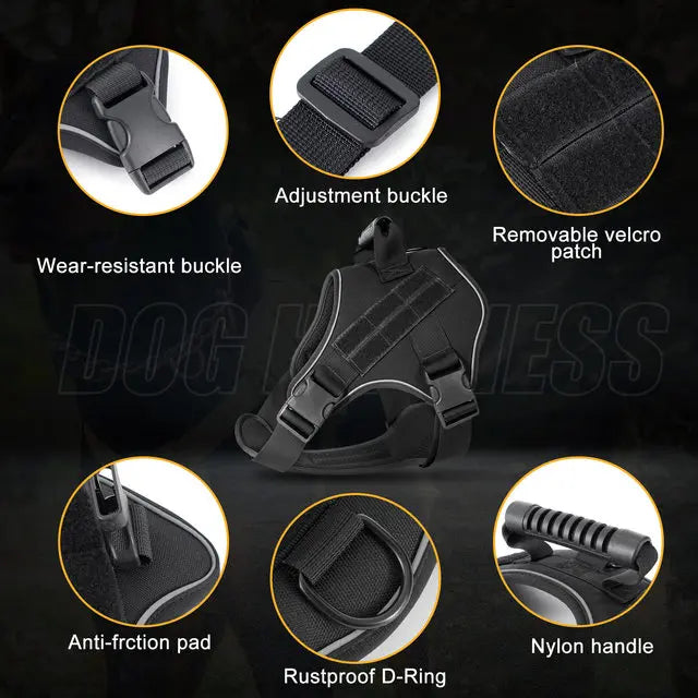 NONECN Tactical Military Vest For Large Dogs Training Harness