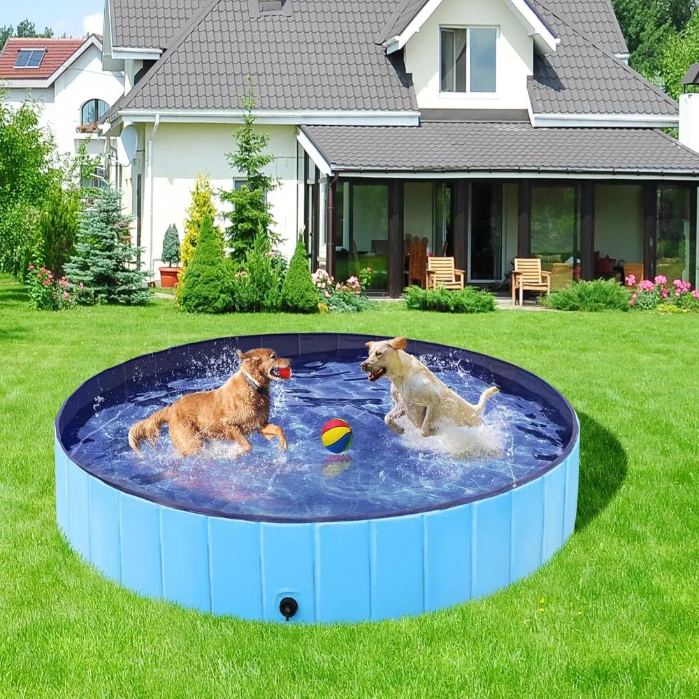 Large Foldable Dog Pool Collapsible Plastic Pet Bath Tub Scratch Resistant