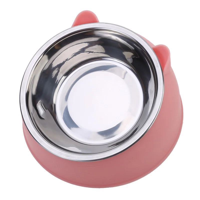 High Concerned Stainless Steel Cat Bowl Inclined Feeding Dish