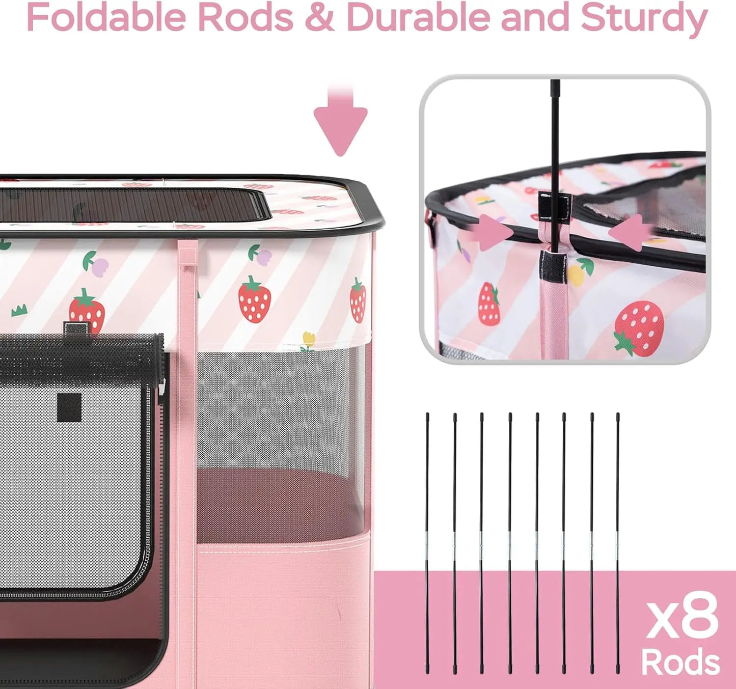 Portable Cat Playpen and Collapsible Dog Kennel for Small Pets