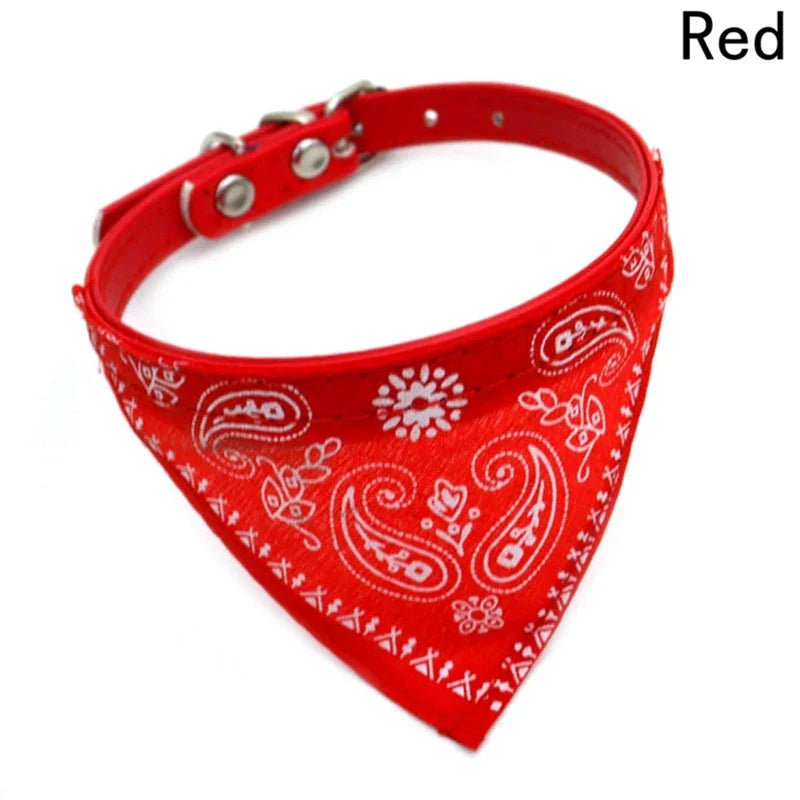 Decoration Adjustable Cat And Dog Bandana Collar PU Neck Scarf
