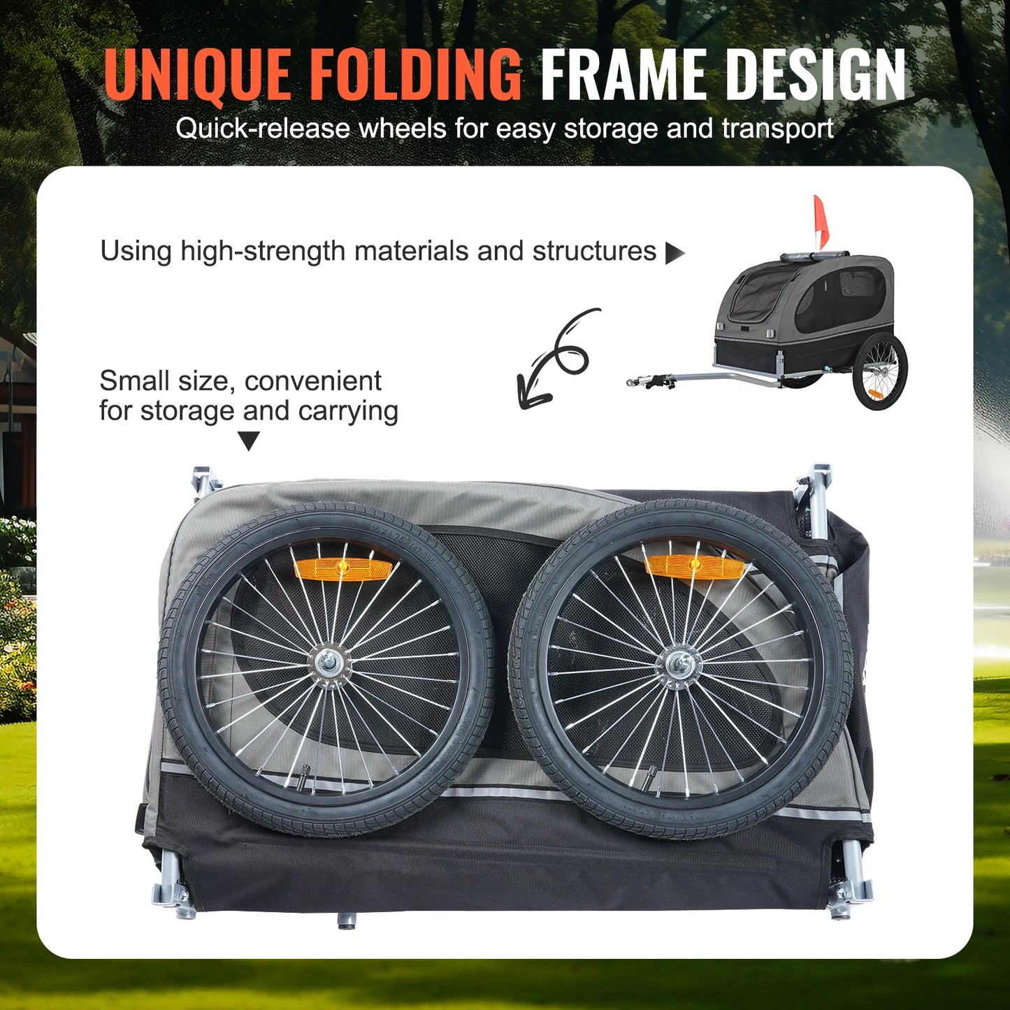 SucceBuy Dog Bike Trailer Carrier With Collapsible Design And Reflectors