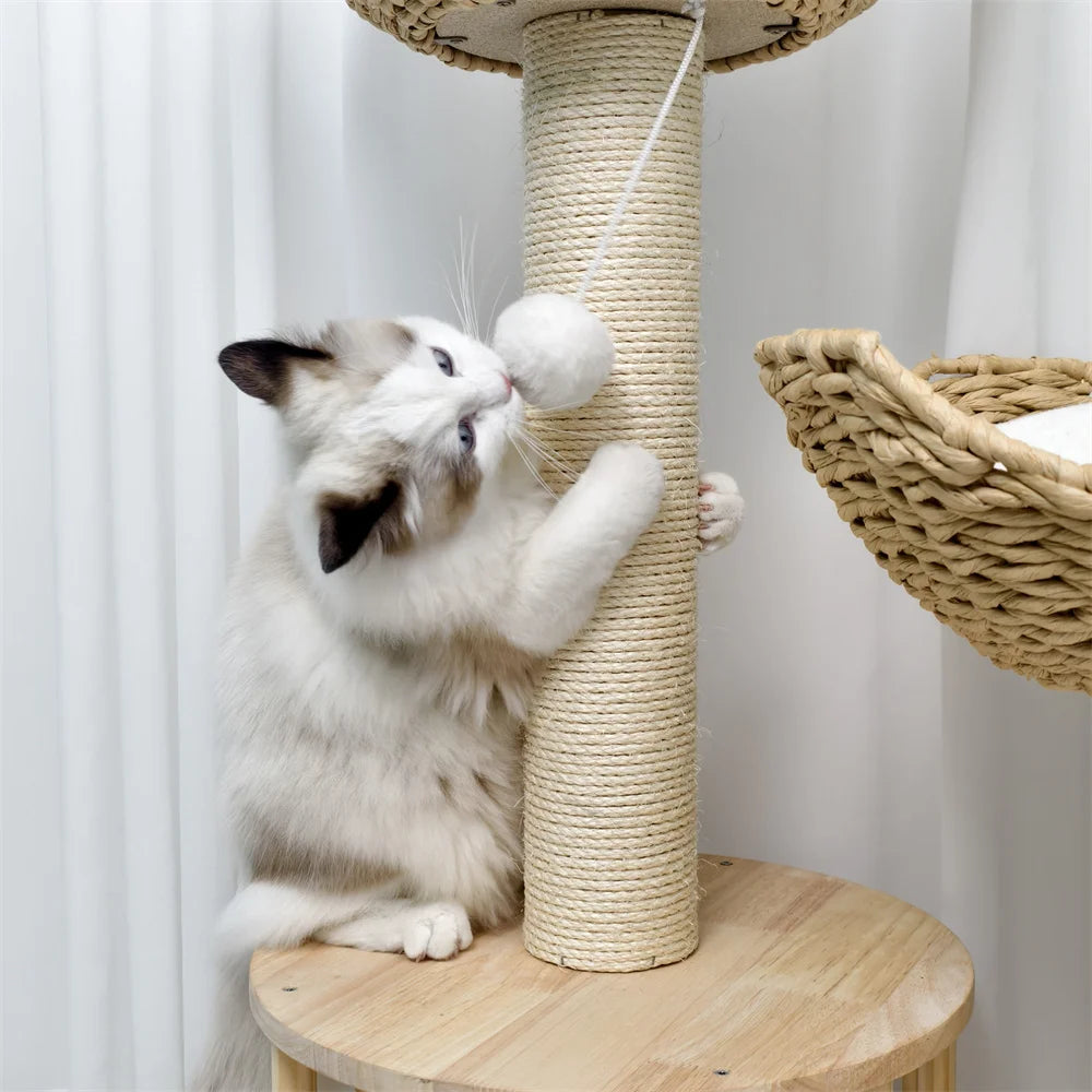 BORWARTCN Three Tier Cat Tree Plush Napping Perches Kitten Condo