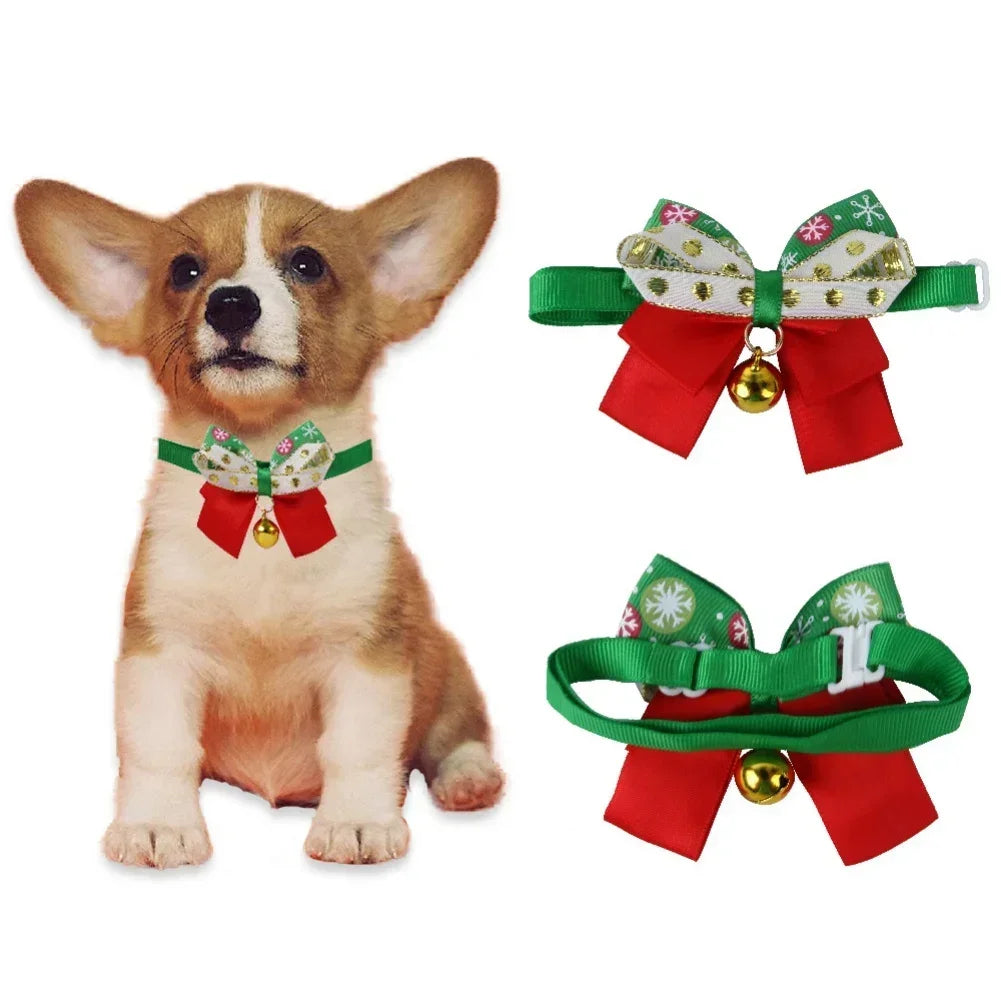 Guangdong Christmas Pet Bow Tie Collar For Cats With Bell