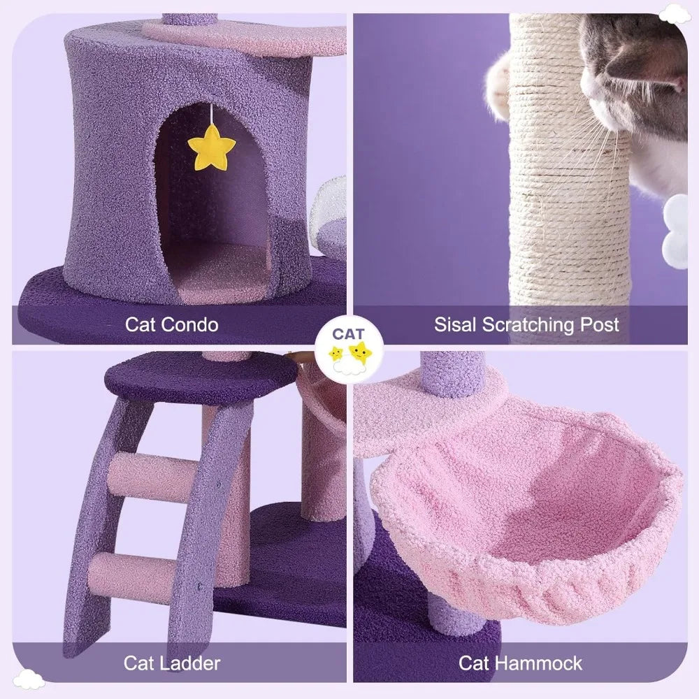 Cloud Themed Cat Tree for Indoor Cats Tall Cat Tower