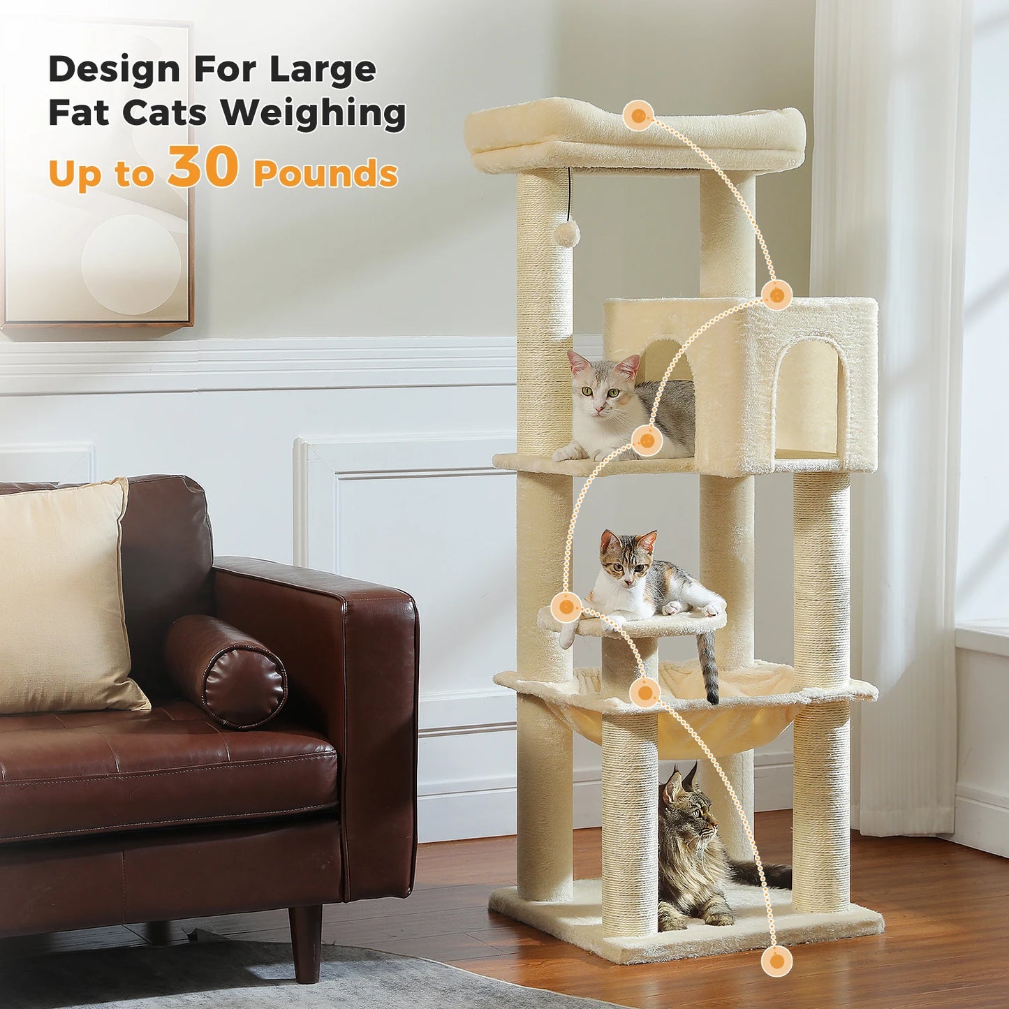 PAWZ Road Cat Tree With Thick Scratching Posts Hammock