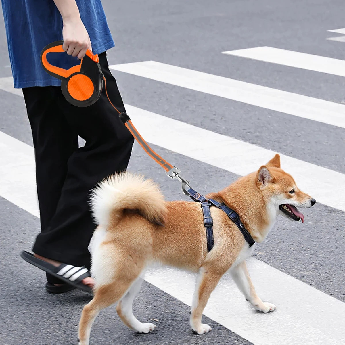 NONECN Hands Free Reflective Retractable Dog Leash Waist Bag