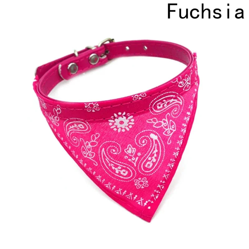 Decoration Adjustable Cat And Dog Bandana Collar PU Neck Scarf