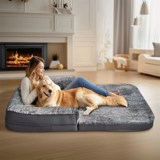 BINGOPAWCN Foldable Dog Bed Orthopedic Calming Plush