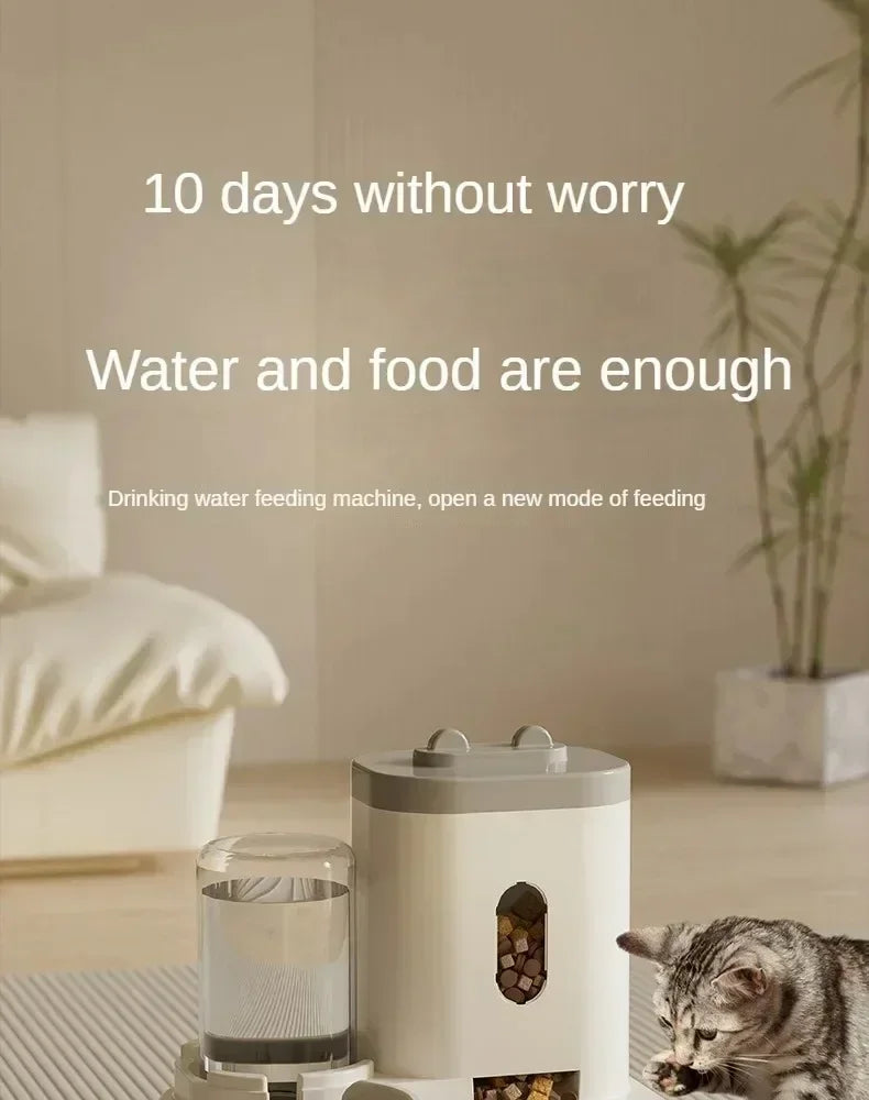 Automatic Cat And Dog Feeder With Water Fountain Large Capacity