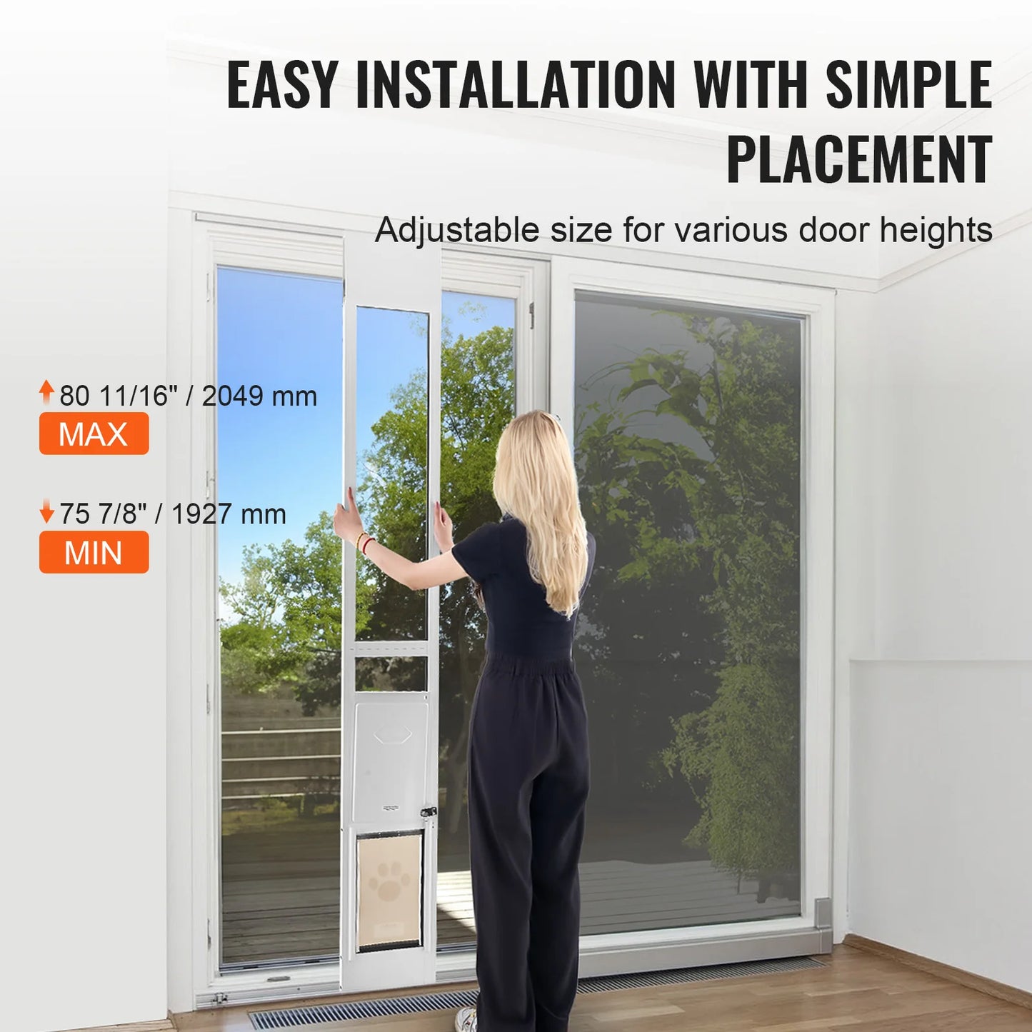 SucceBuy Sliding Glass Dog Door With Adjustable Height Aluminum Frame