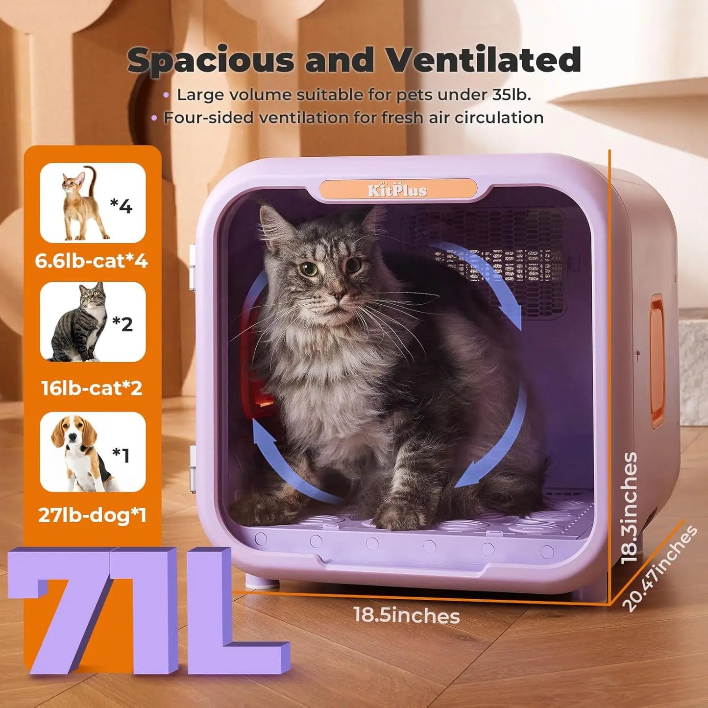 Ultra Quiet Pet Dryer Box With Smart Temperature Control