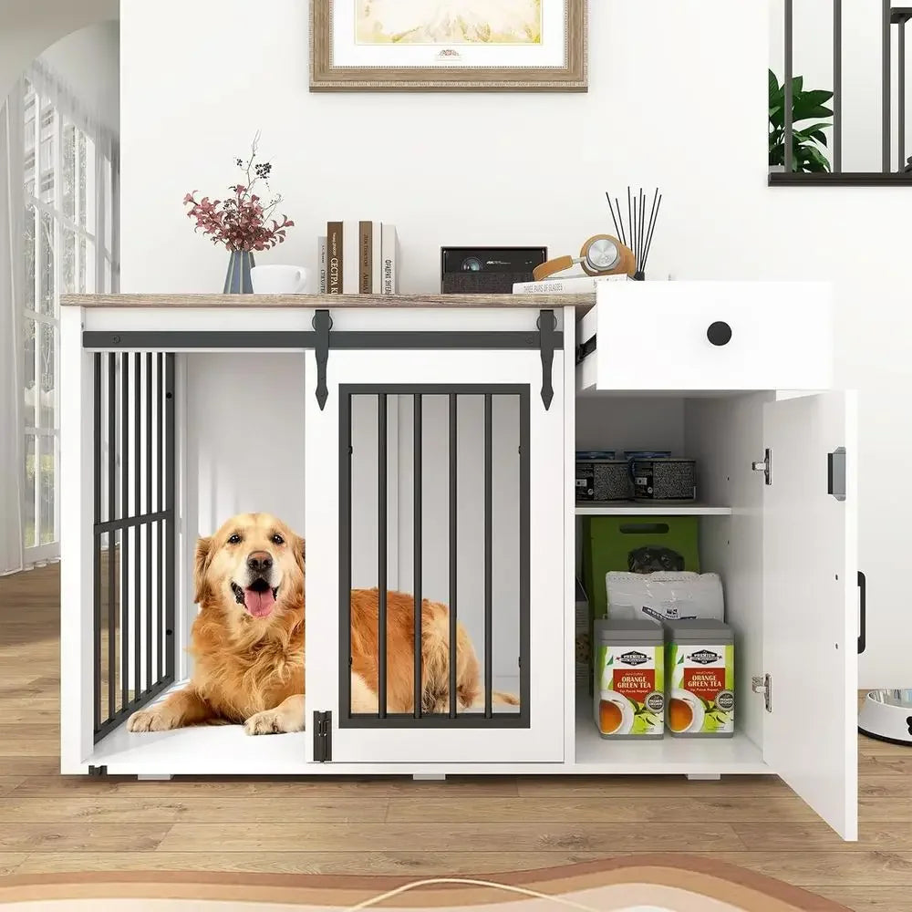Indoor Dual Function Furniture Style Dog Crate With Storage Drawer