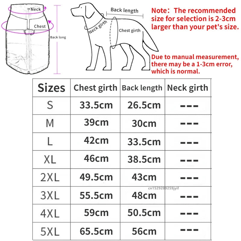 Waterproof Warm Dog Coat Padded Zipper Jacket for Dogs