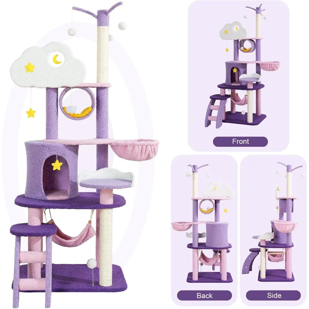 Cloud Themed Cat Tree for Indoor Cats Tall Cat Tower