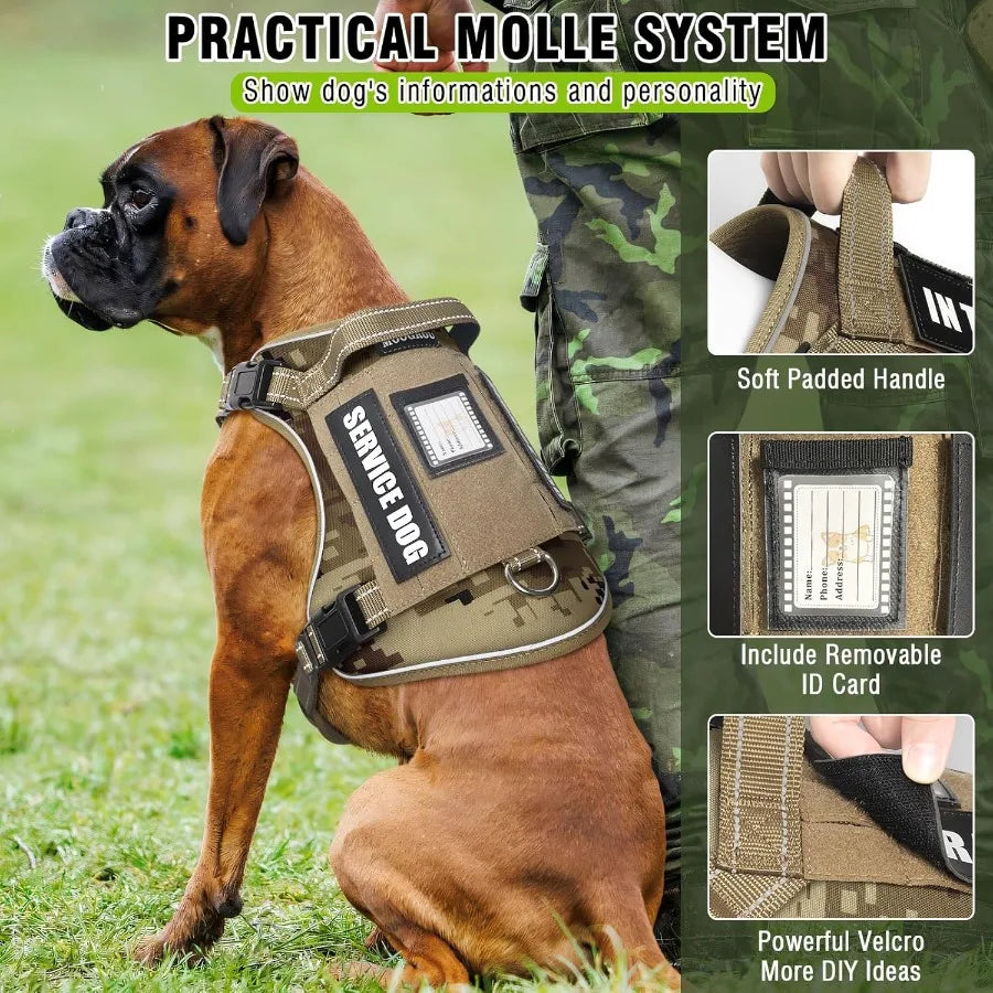 Hign-concerned Tactical Dog Harness And Leash Set Reflective No Pull Adjustable