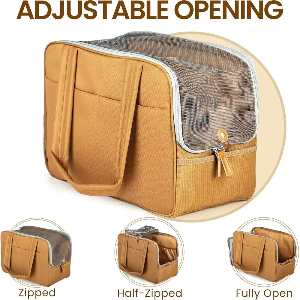Dog Purse Carrier Cotton Padded Interior Breathable Mesh Comfortable Strap