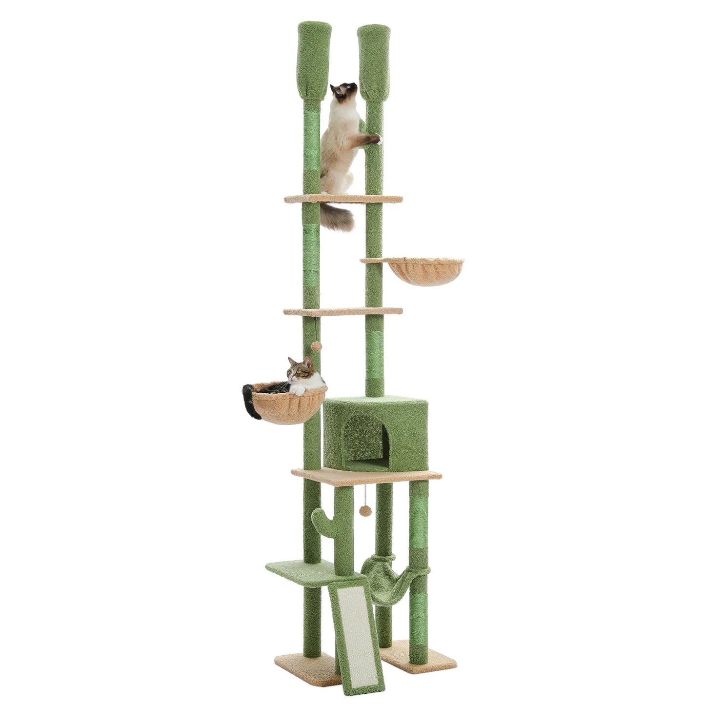 PAWZ Road Cactus Cat Tree Floor To Ceiling Tower Hammocks