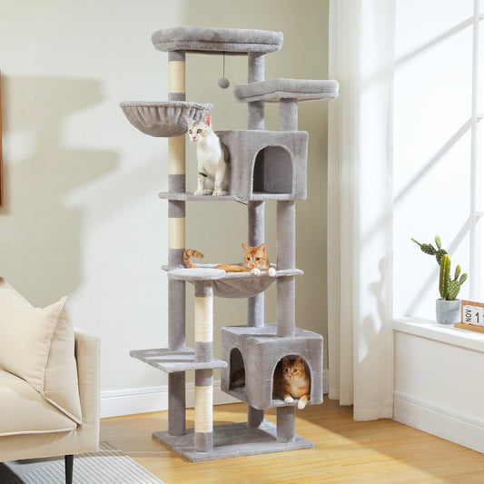 PEQULTICN Cat Tree Indoor Multi Level Tower With Scratching Posts Hammock