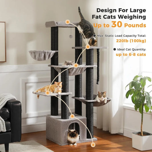 Multi-Level Cat Tree With Scratching Posts And Indoor Condo