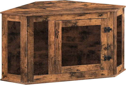 Corner Dog Crate Furniture Wooden Kennel End Table TV Stand