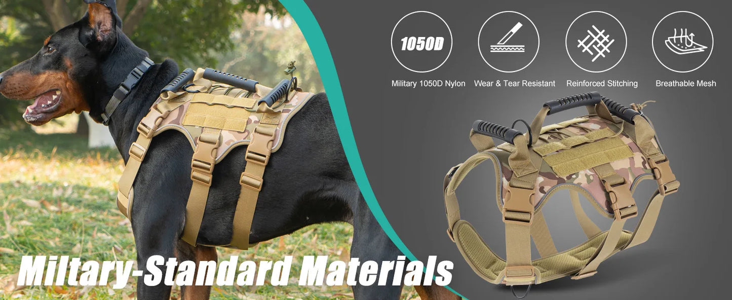 NONECN Tactical Reflective Dog Harness Quick Release For All Dogs
