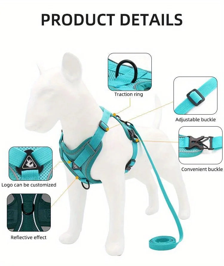 NONECN No Pull Dog Harness And Leash Set Reflective