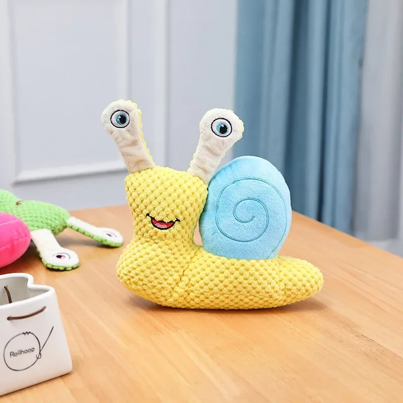 Hign-concerned Chemical Snail Shaped Bite Resistant Plush Squeaky Dog Toy