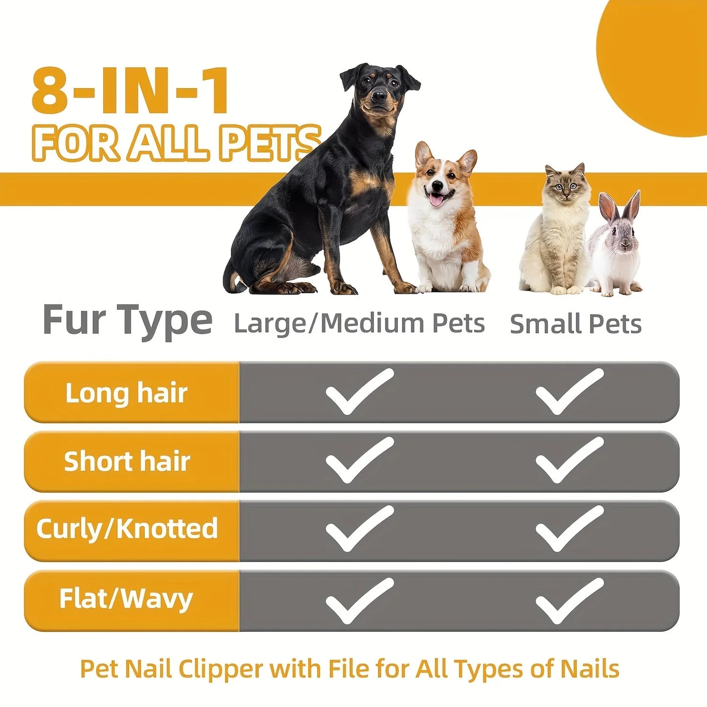 Dog Grooming Kit 8pc Self Cleaning Nail Clippers Flea Comb