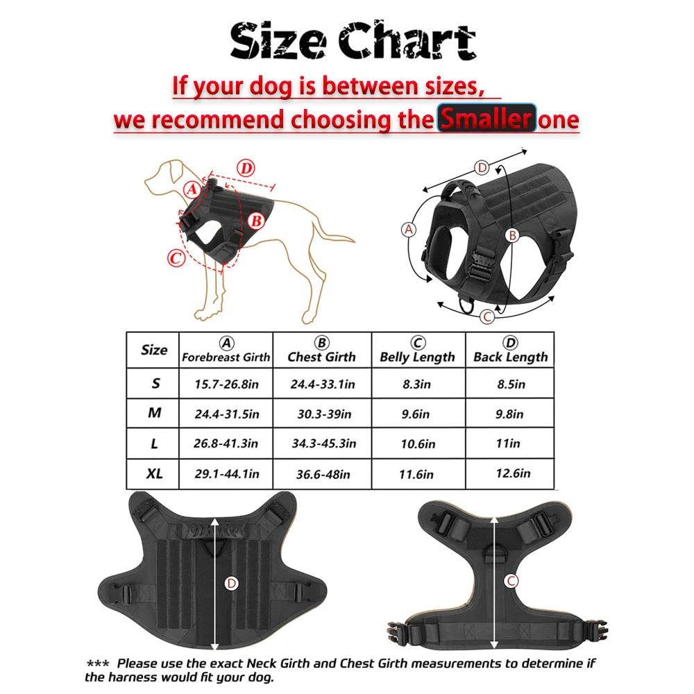 PETRAVEL CN Military Large Dog Harness Vest Set Patches For Malinois Training