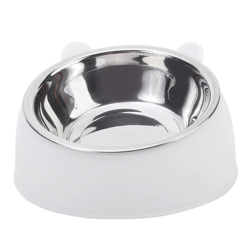 High Concerned Stainless Steel Cat Bowl Inclined Feeding Dish