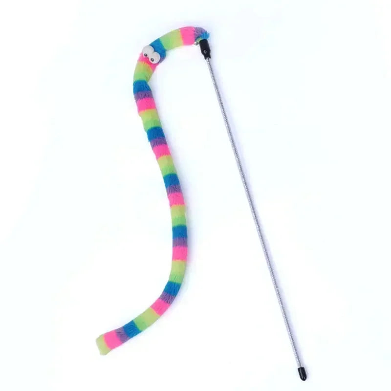Cat Feather Teaser Wand Caterpillar Interactive Toy For Cats