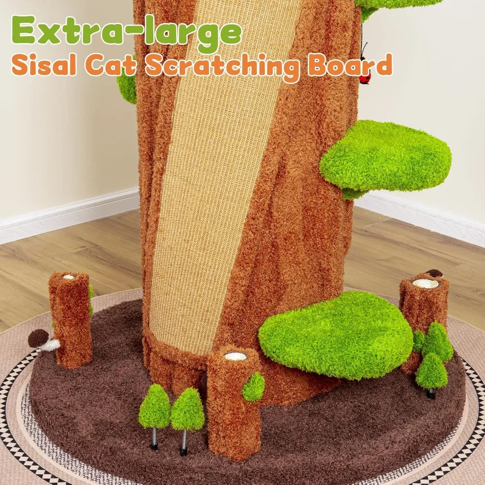 Wooden Indoor Multi Level Cat Tower With Scratching Post Condo