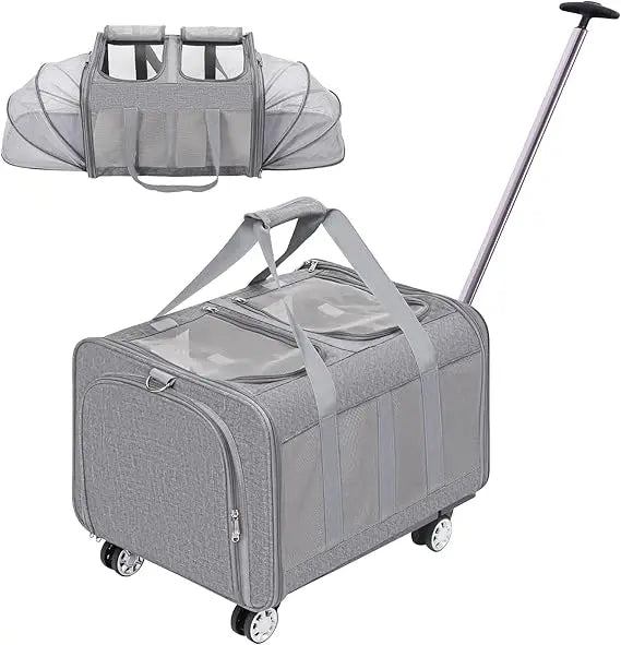 TIFICY Expandable Pet Carrier With Wheels For Cats And Dogs