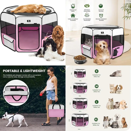 Portable Foldable Pet Playpen For Dogs Cats Rabbits