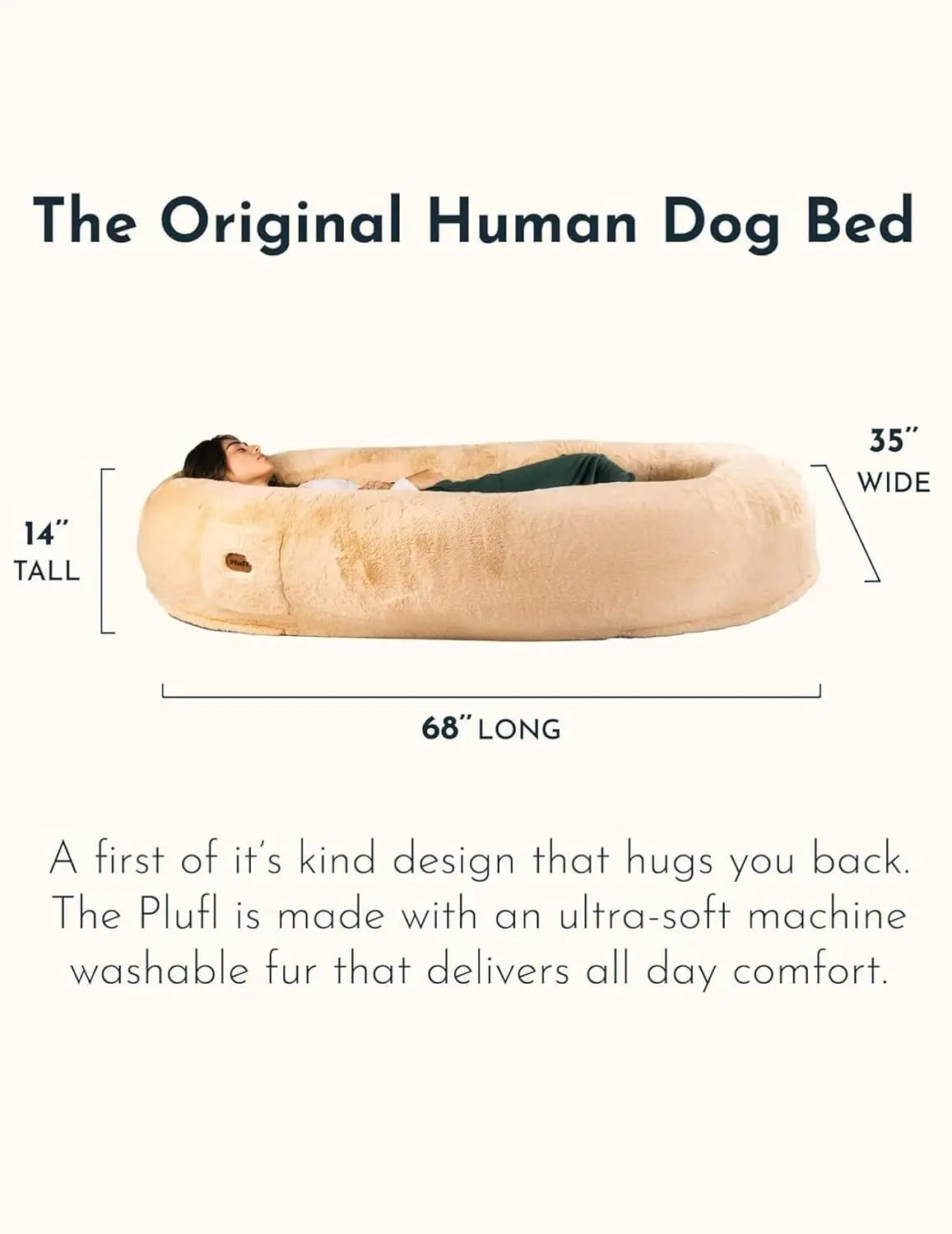 Human Dog Bed for Adults and Kids Memory Foam Bean Bag Machine Washable