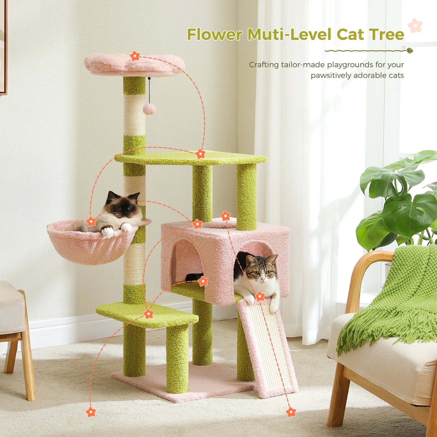 PEQULTICN Flower Cat Tree Multi Level Cat Tower