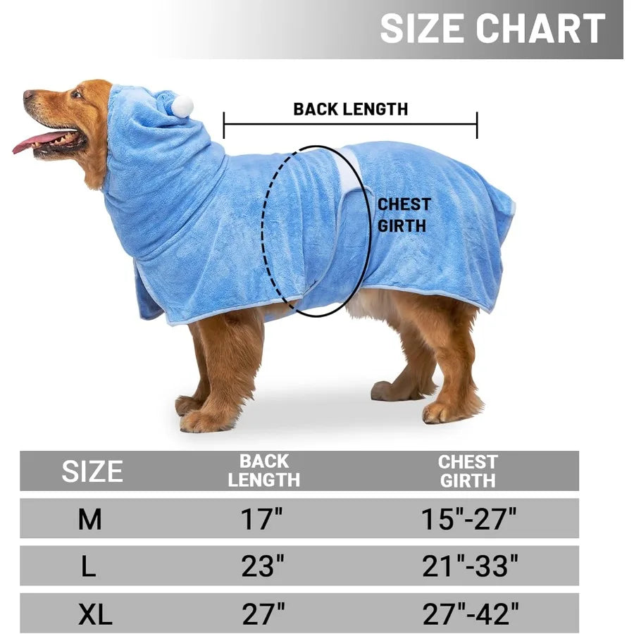 ABEKA Absorbent Dog Bath Towel Hooded Pet Robe Quick Drying
