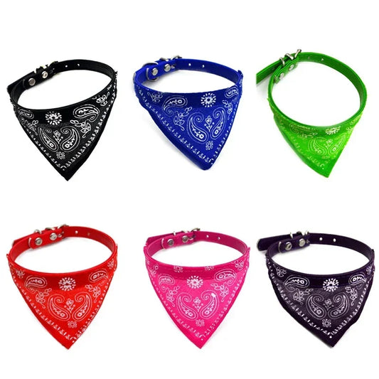 Decoration Adjustable Cat And Dog Bandana Collar PU Neck Scarf